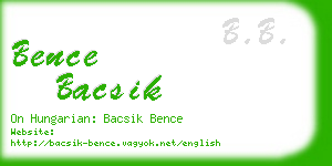 bence bacsik business card